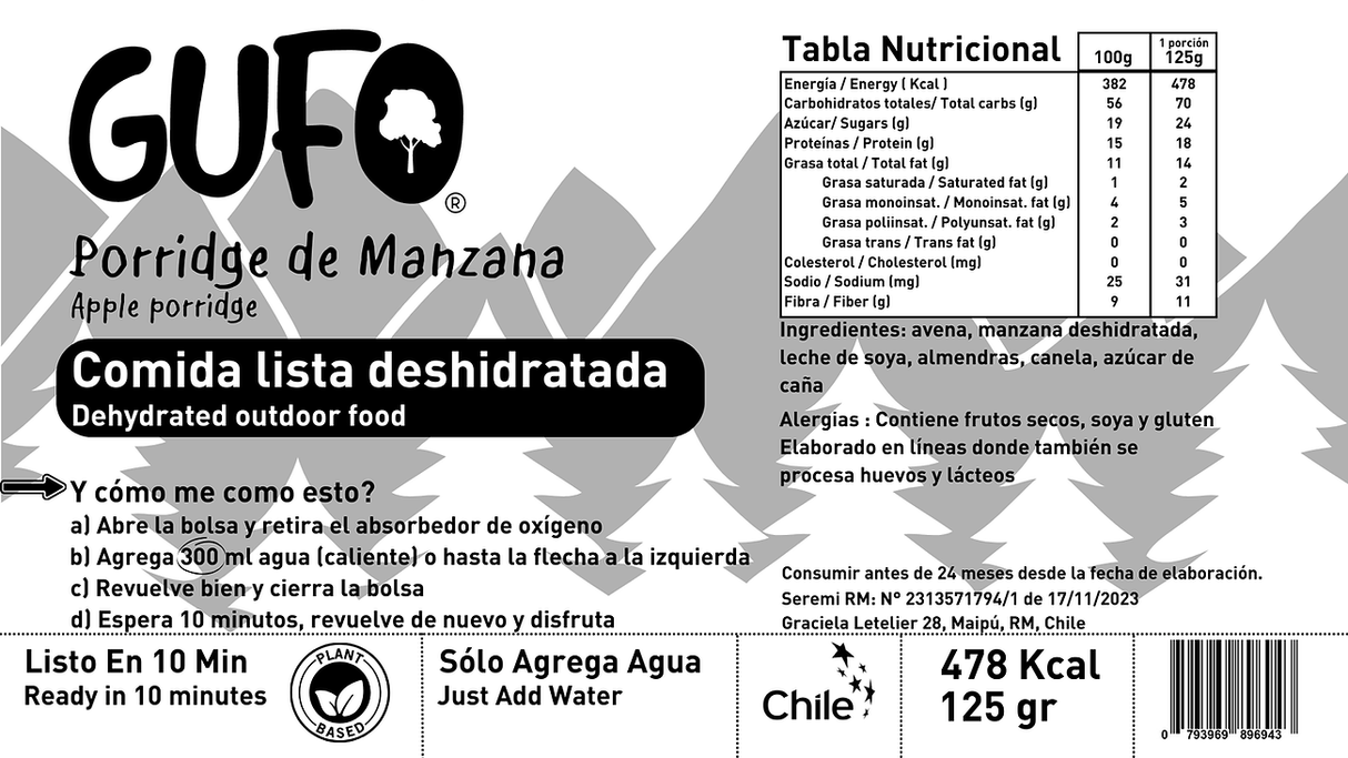 Postre Liofilizado Porridge de manzana